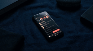 A phone showing a social media with a lot of likes, shares and conversions.