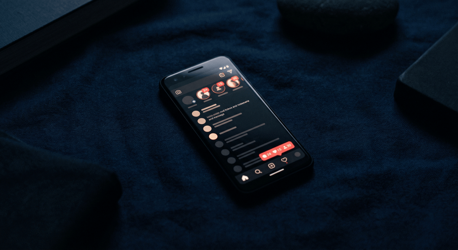 A phone showing a social media with a lot of likes, shares and conversions.