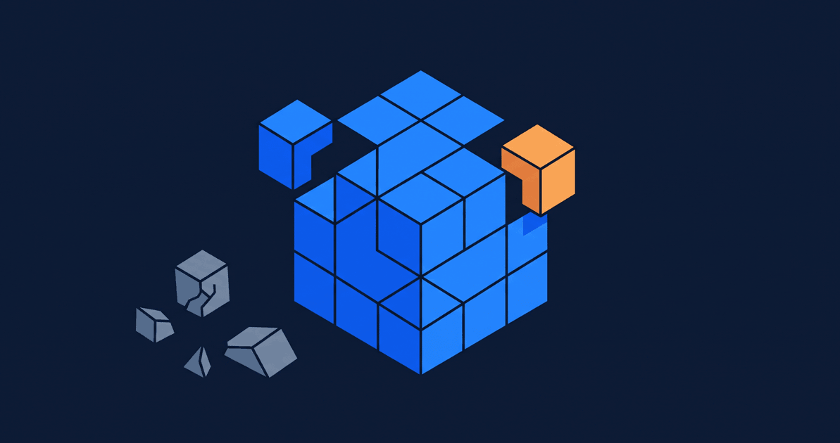 building block on a Rubic cube type structure coming together
