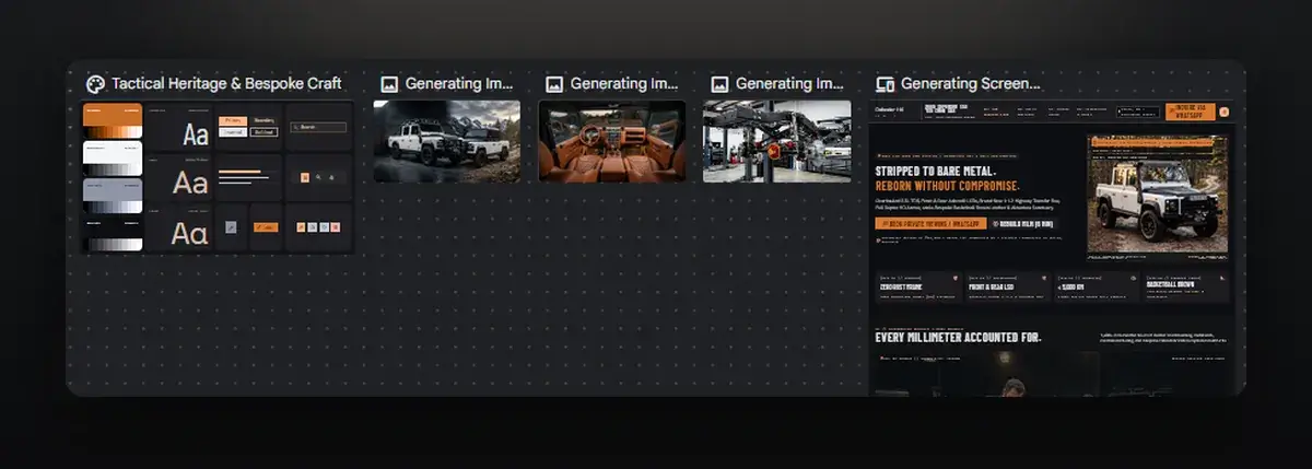 First draft of the Defender landing page made in Google Stitch